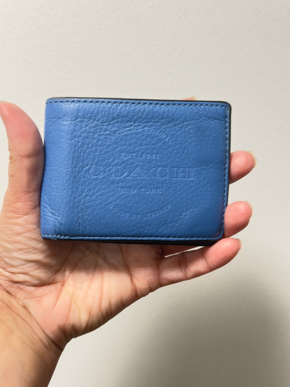Coach Blue Leather Card & Key Holder Wallet
